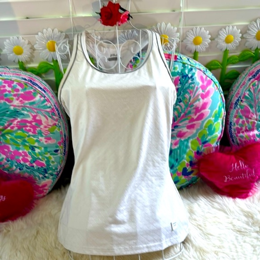 Fila white tennis top with racer back & built in shelf bra (not padded)